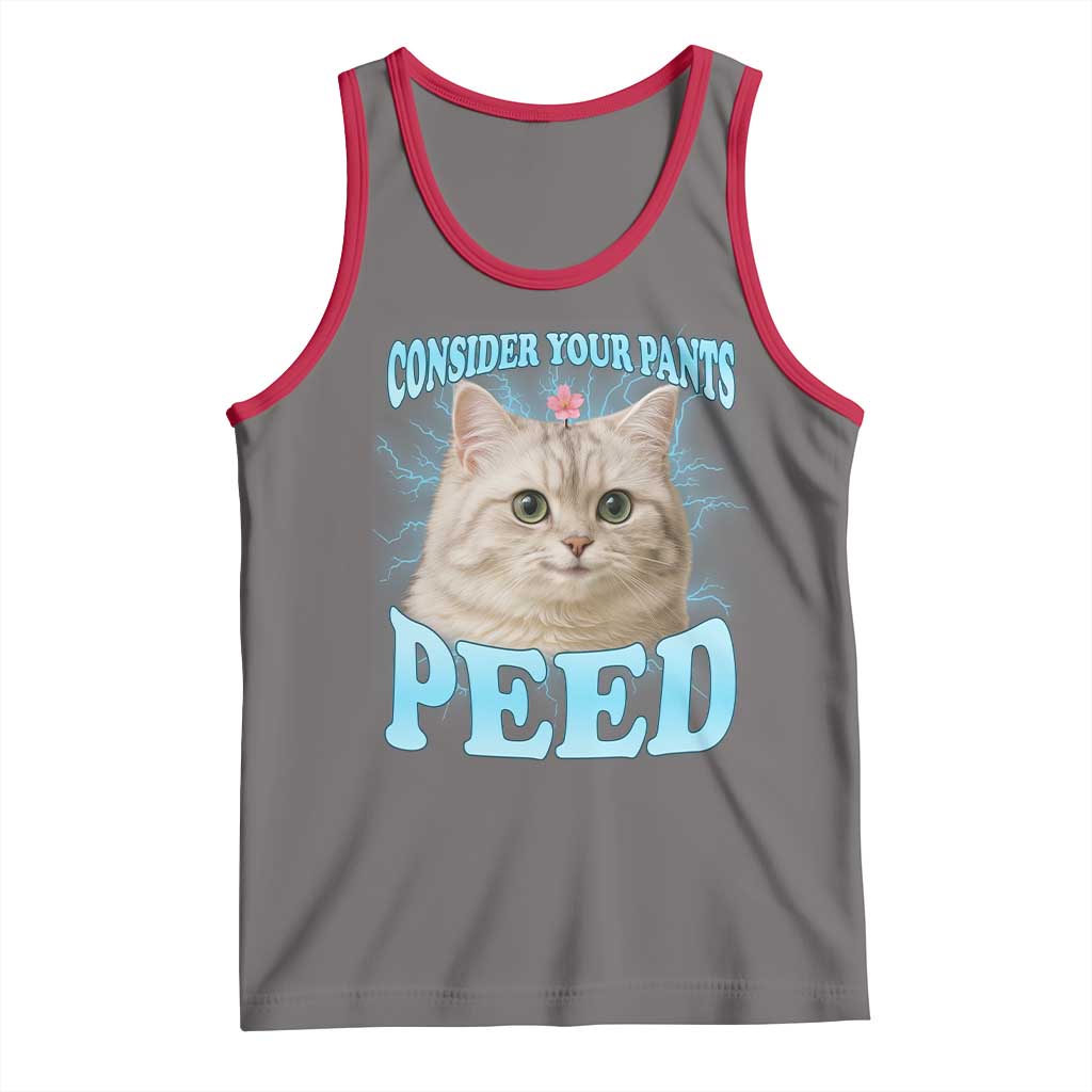 Funny Cat Tank Top Consider Your Pants Peed Meme Saying TS12 Deep Heather Red Print Your Wear