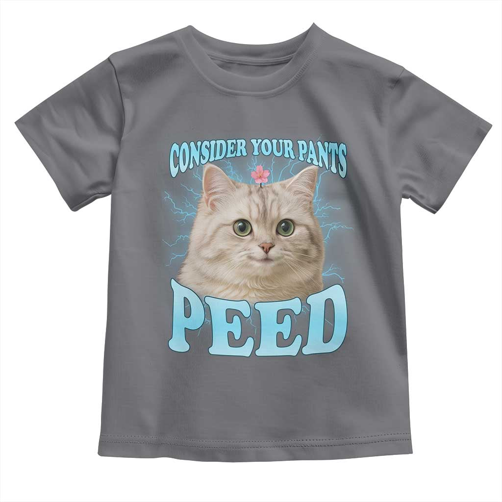 Funny Cat Toddler T Shirt Consider Your Pants Peed Meme Saying TS12 Charcoal Print Your Wear