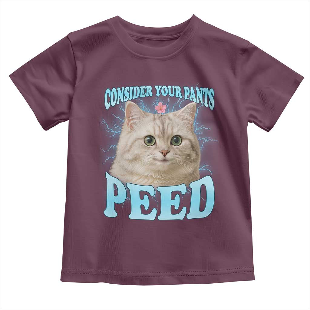 Funny Cat Toddler T Shirt Consider Your Pants Peed Meme Saying TS12 Maroon Print Your Wear
