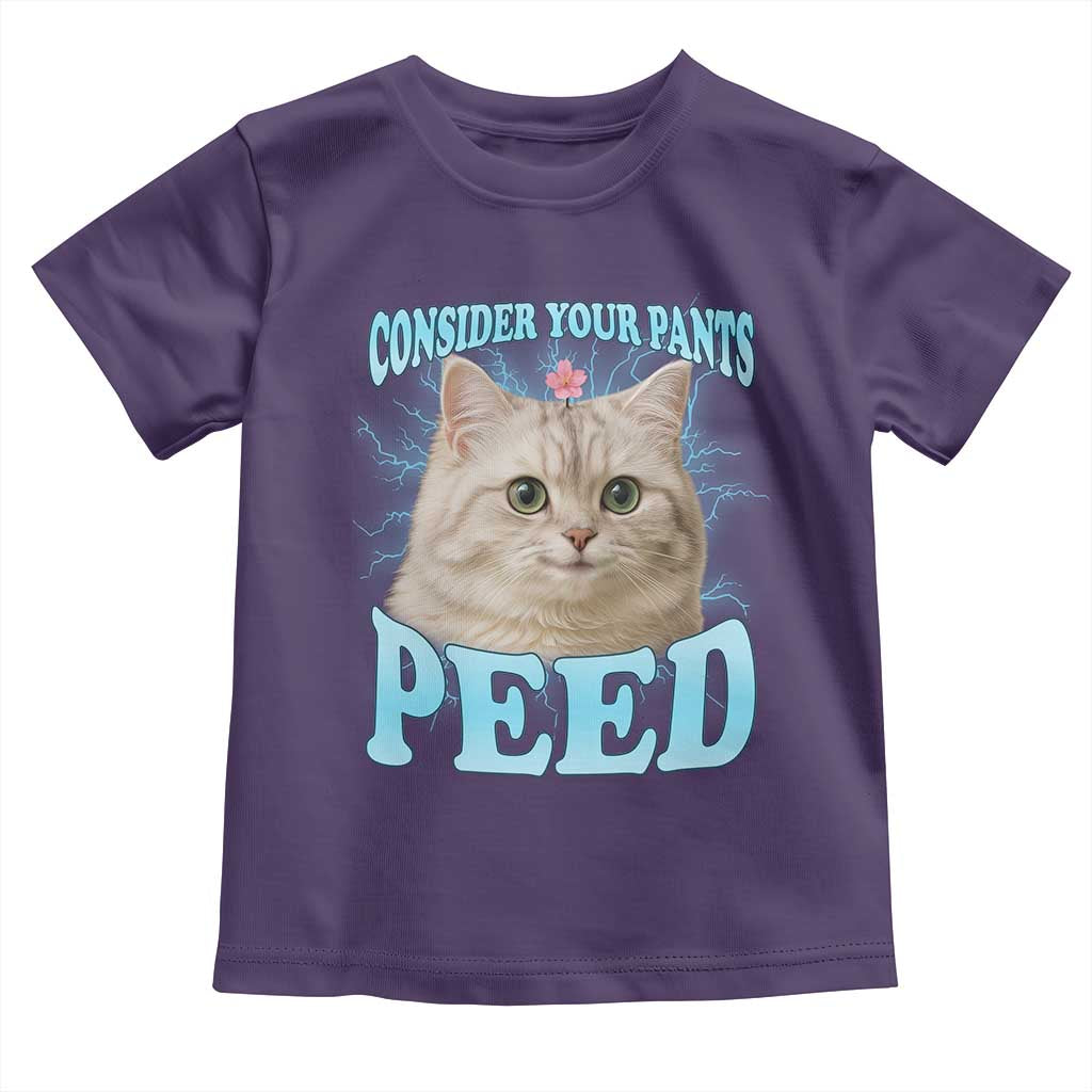 Funny Cat Toddler T Shirt Consider Your Pants Peed Meme Saying TS12 Purple Print Your Wear