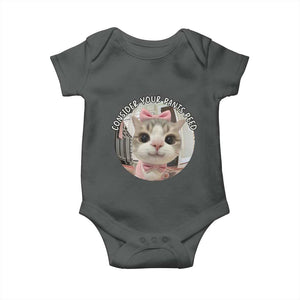 Consider Your Pants Peed Baby Onesie Funny Cat Meme Saying TS12 Dark Heather Print Your Wear
