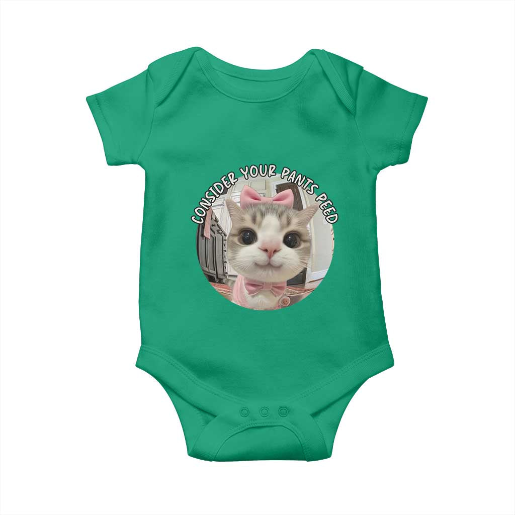 Consider Your Pants Peed Baby Onesie Funny Cat Meme Saying TS12 Irish Green Print Your Wear