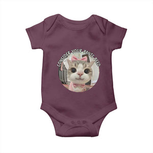 Consider Your Pants Peed Baby Onesie Funny Cat Meme Saying TS12 Maroon Print Your Wear