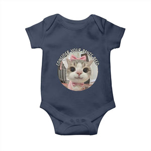 Consider Your Pants Peed Baby Onesie Funny Cat Meme Saying TS12 Navy Print Your Wear