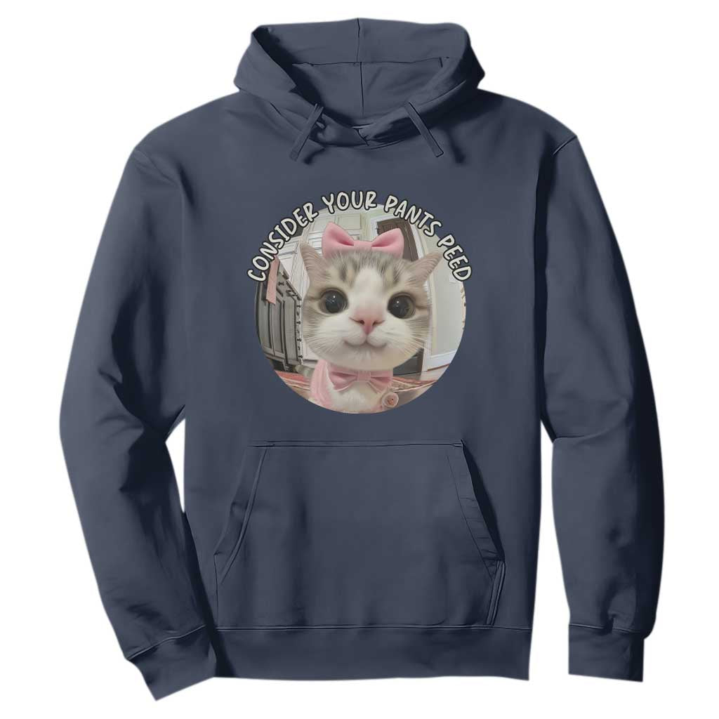 Consider Your Pants Peed Hoodie Funny Cat Meme Saying TS12 Navy Print Your Wear