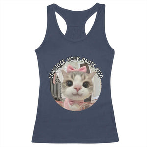 Consider Your Pants Peed Racerback Tank Top Funny Cat Meme Saying TS12 Navy Print Your Wear