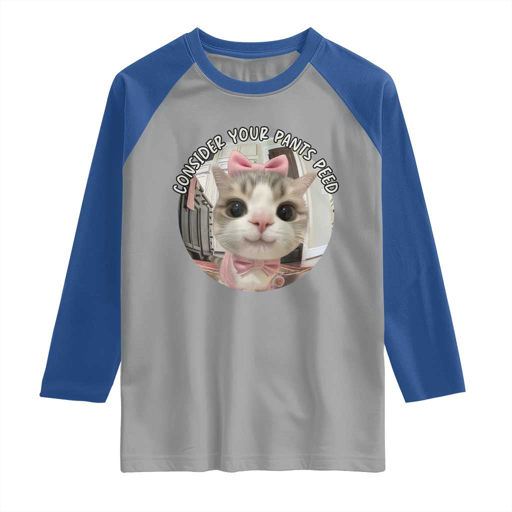 Consider Your Pants Peed Raglan Shirt Funny Cat Meme Saying TS12 Sport Gray Royal Print Your Wear