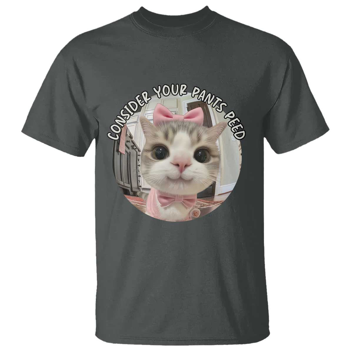 Consider Your Pants Peed T Shirt Funny Cat Meme Saying TS12 Dark Heather Print Your Wear