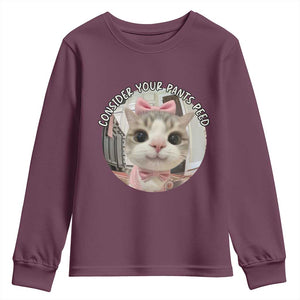 Consider Your Pants Peed Youth Sweatshirt Funny Cat Meme Saying TS12 Maroon Print Your Wear