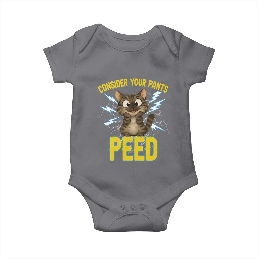 Funny Cat Lover Baby Onesie Consider Your Pants Peed Quote TS12 Charcoal Print Your Wear