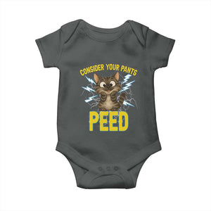 Funny Cat Lover Baby Onesie Consider Your Pants Peed Quote TS12 Dark Heather Print Your Wear