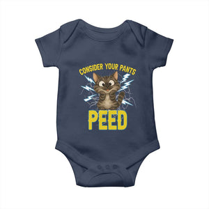 Funny Cat Lover Baby Onesie Consider Your Pants Peed Quote TS12 Navy Print Your Wear