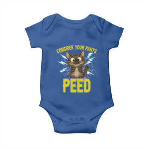 Funny Cat Lover Baby Onesie Consider Your Pants Peed Quote TS12 Royal Blue Print Your Wear
