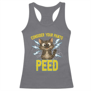 Funny Cat Lover Racerback Tank Top Consider Your Pants Peed Quote TS12 Charcoal Print Your Wear