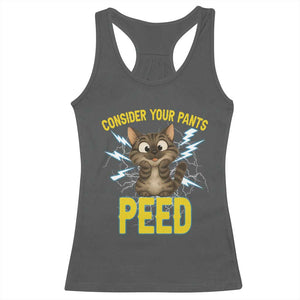 Funny Cat Lover Racerback Tank Top Consider Your Pants Peed Quote TS12 Dark Heather Print Your Wear