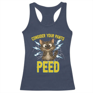 Funny Cat Lover Racerback Tank Top Consider Your Pants Peed Quote TS12 Navy Print Your Wear