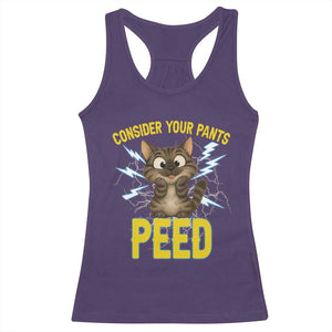 Funny Cat Lover Racerback Tank Top Consider Your Pants Peed Quote TS12 Purple Print Your Wear