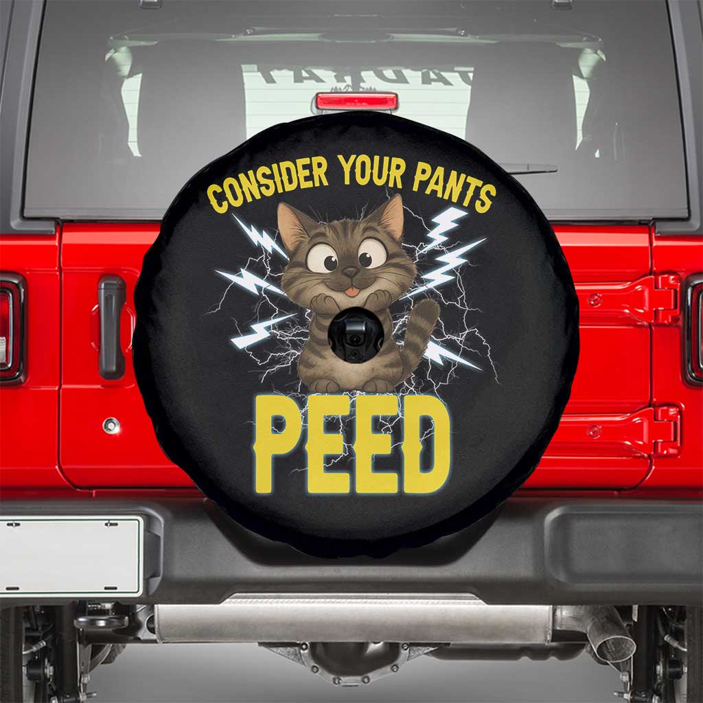 Funny Cat Lover Spare Tire Cover Consider Your Pants Peed Quote TS12 Black Print Your Wear