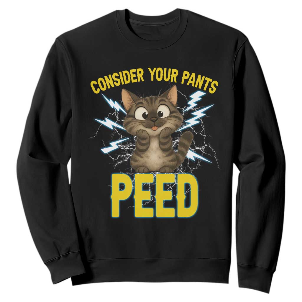 Funny Cat Lover Sweatshirt Consider Your Pants Peed Quote TS12 Black Print Your Wear