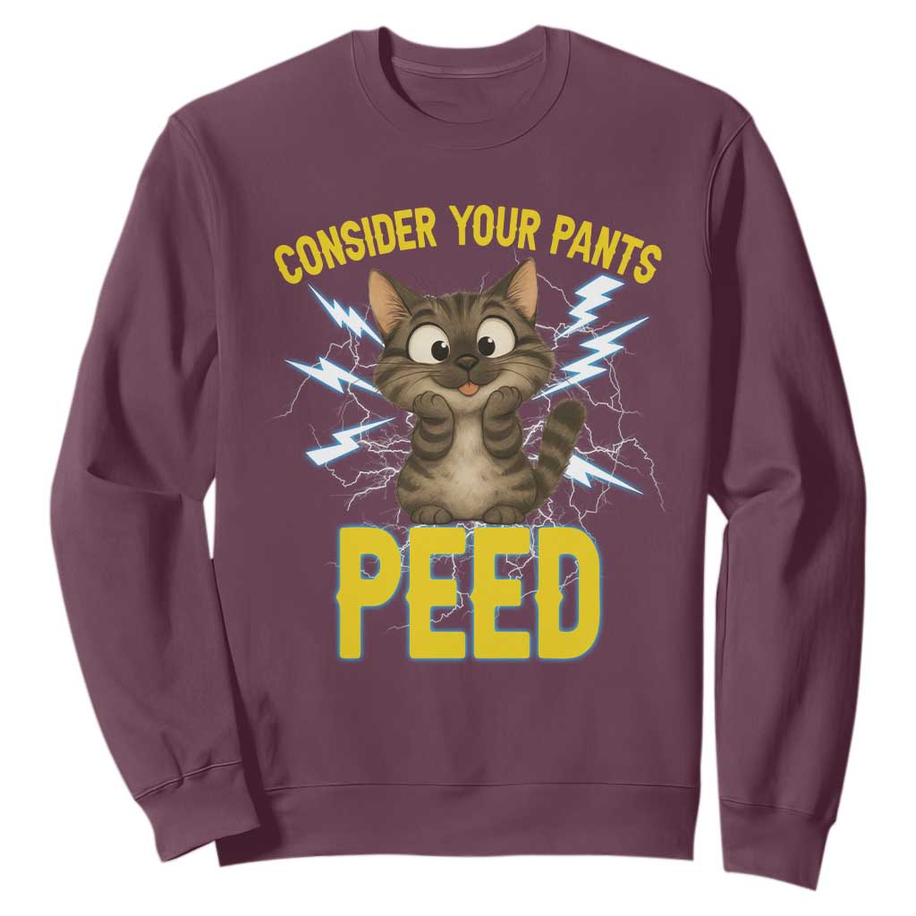 Funny Cat Lover Sweatshirt Consider Your Pants Peed Quote TS12 Maroon Print Your Wear