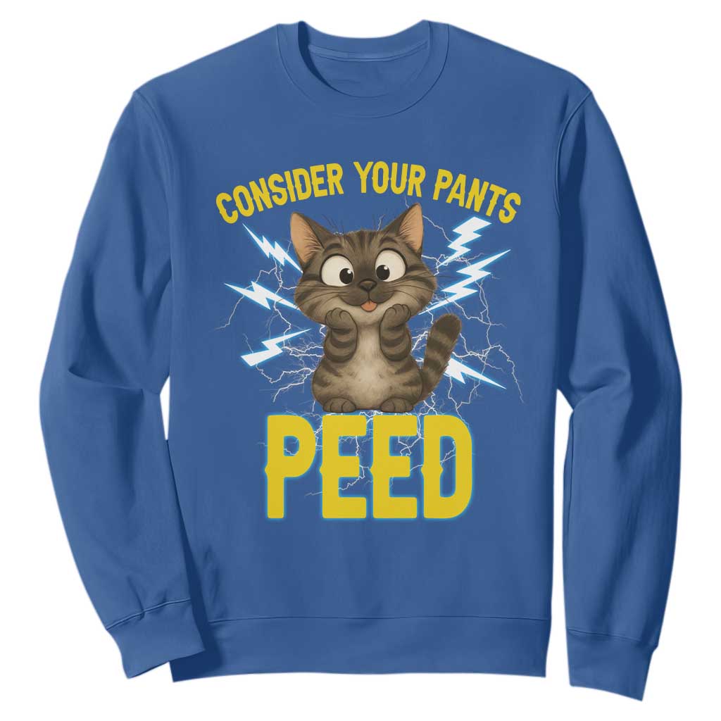 Funny Cat Lover Sweatshirt Consider Your Pants Peed Quote TS12 Royal Blue Print Your Wear