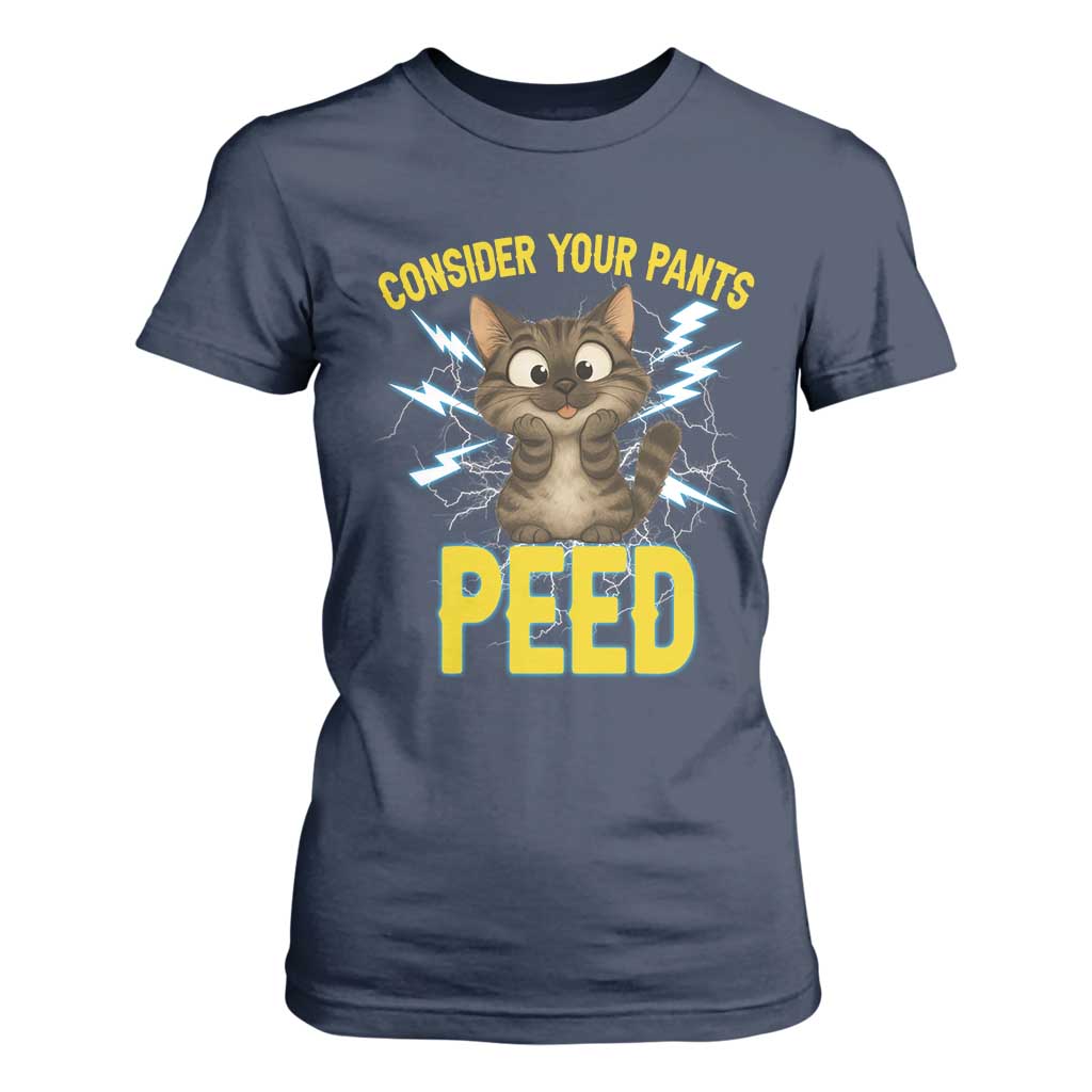 Funny Cat Lover T Shirt For Women Consider Your Pants Peed Quote TS12 Navy Print Your Wear