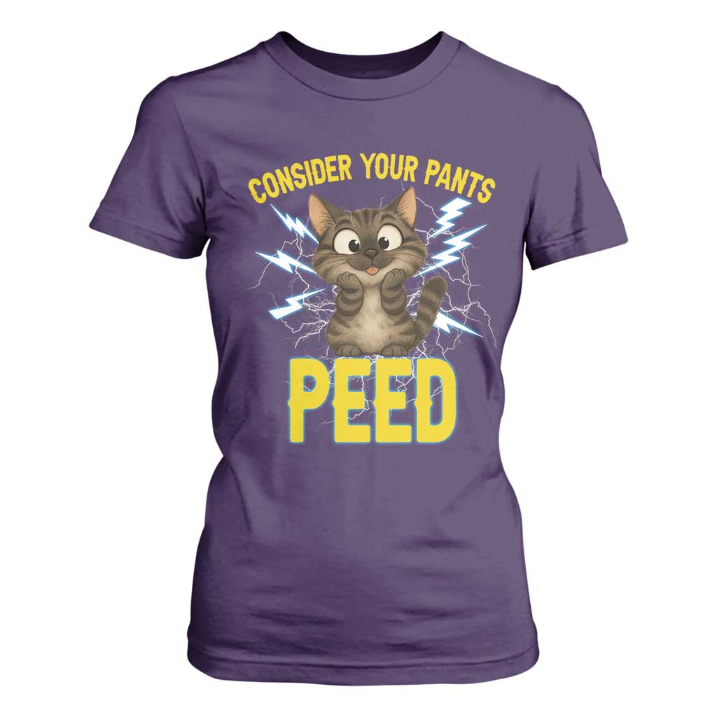 Funny Cat Lover T Shirt For Women Consider Your Pants Peed Quote TS12 Purple Print Your Wear
