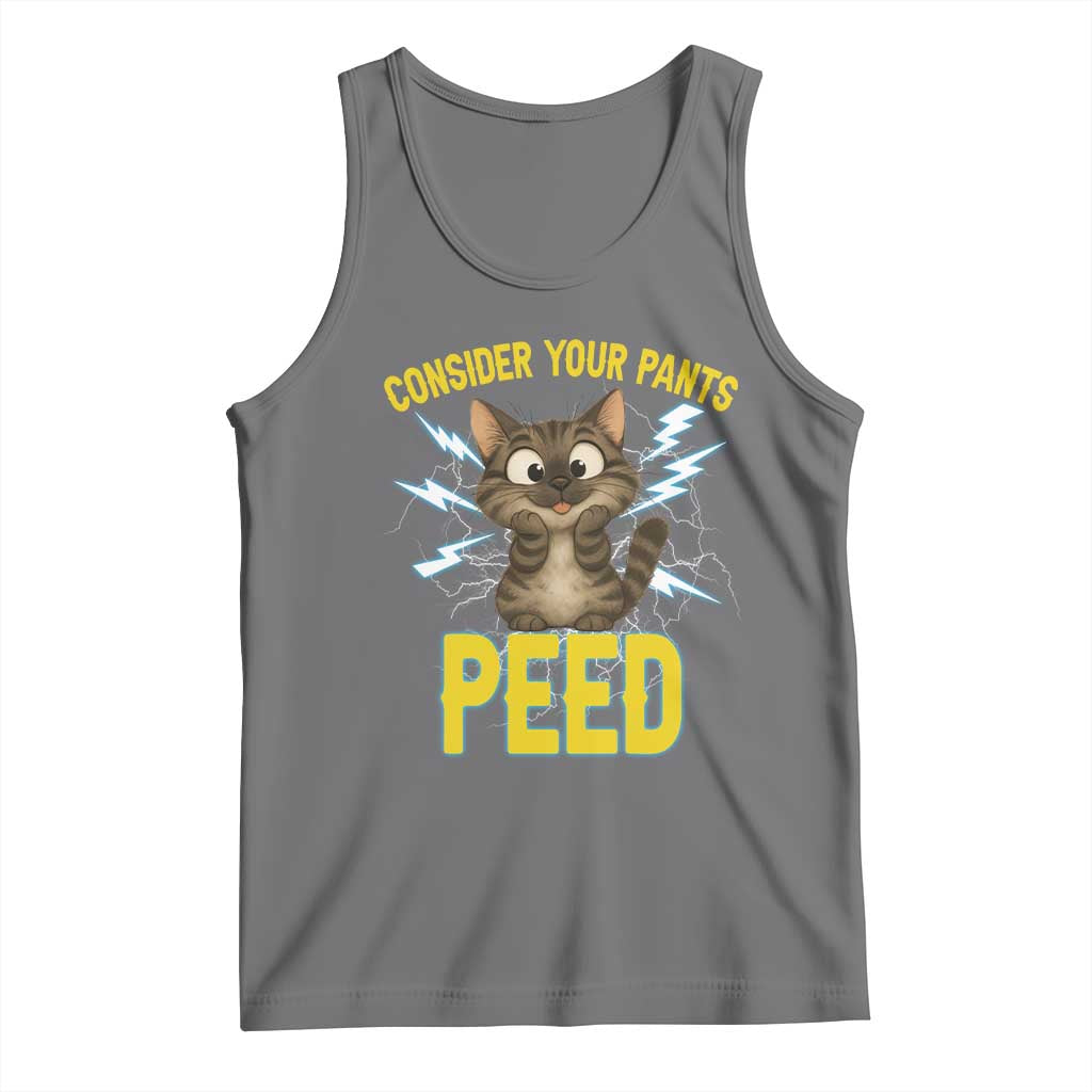 Funny Cat Lover Tank Top Consider Your Pants Peed Quote TS12 Black Heather Print Your Wear