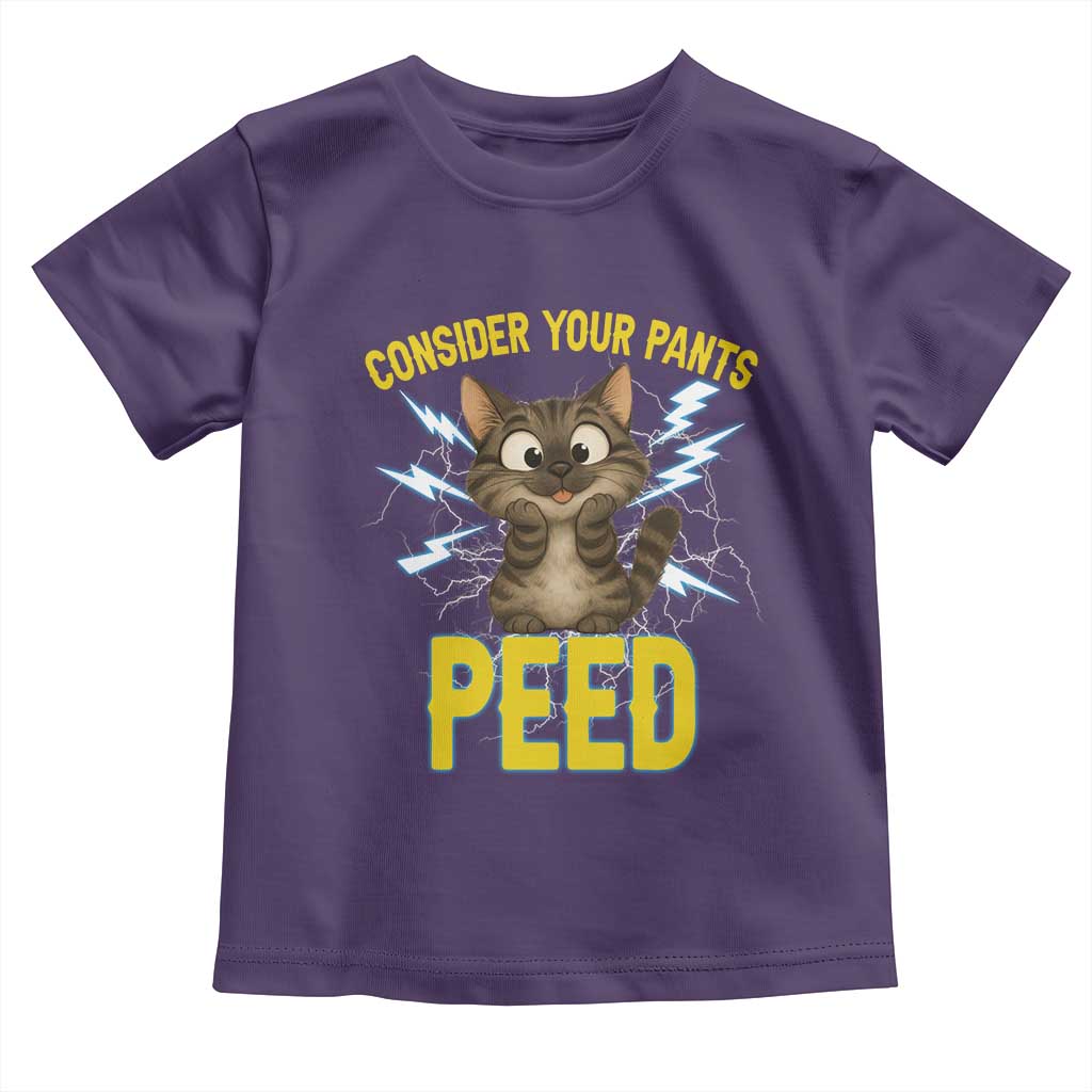 Funny Cat Lover Toddler T Shirt Consider Your Pants Peed Quote TS12 Purple Print Your Wear