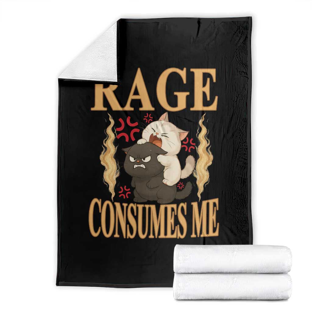 Cute Cat Throw Blanket Rage Is Consuming Me TS12 Black Print Your Wear