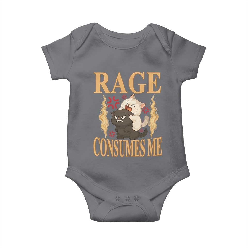 Cute Cat Baby Onesie Rage Is Consuming Me TS12 Charcoal Print Your Wear