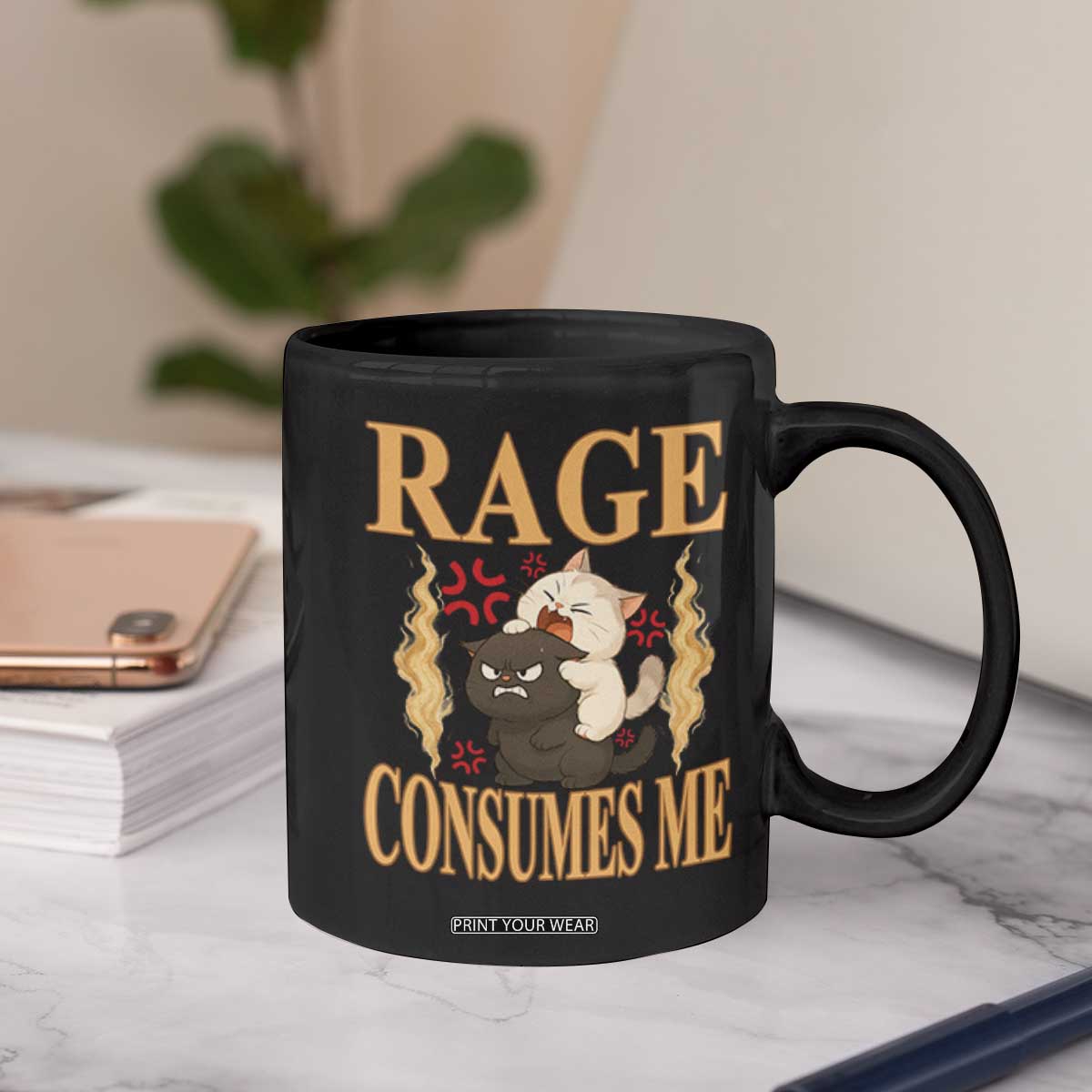 Cute Cat Coffee Mug Rage Is Consuming Me TS12 Print Your Wear