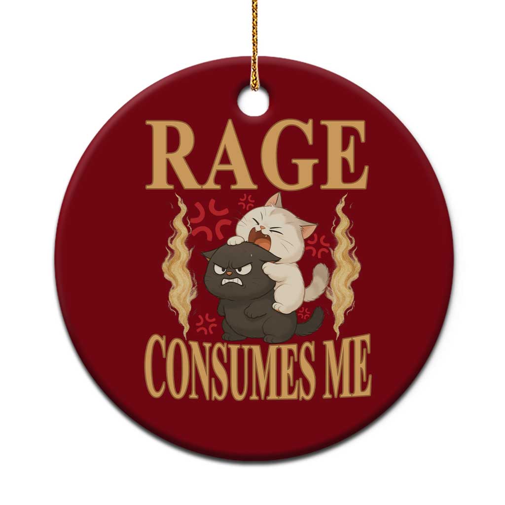 Cute Cat Ceramic Ornament Rage Is Consuming Me TS12 1pc Red Print Your Wear