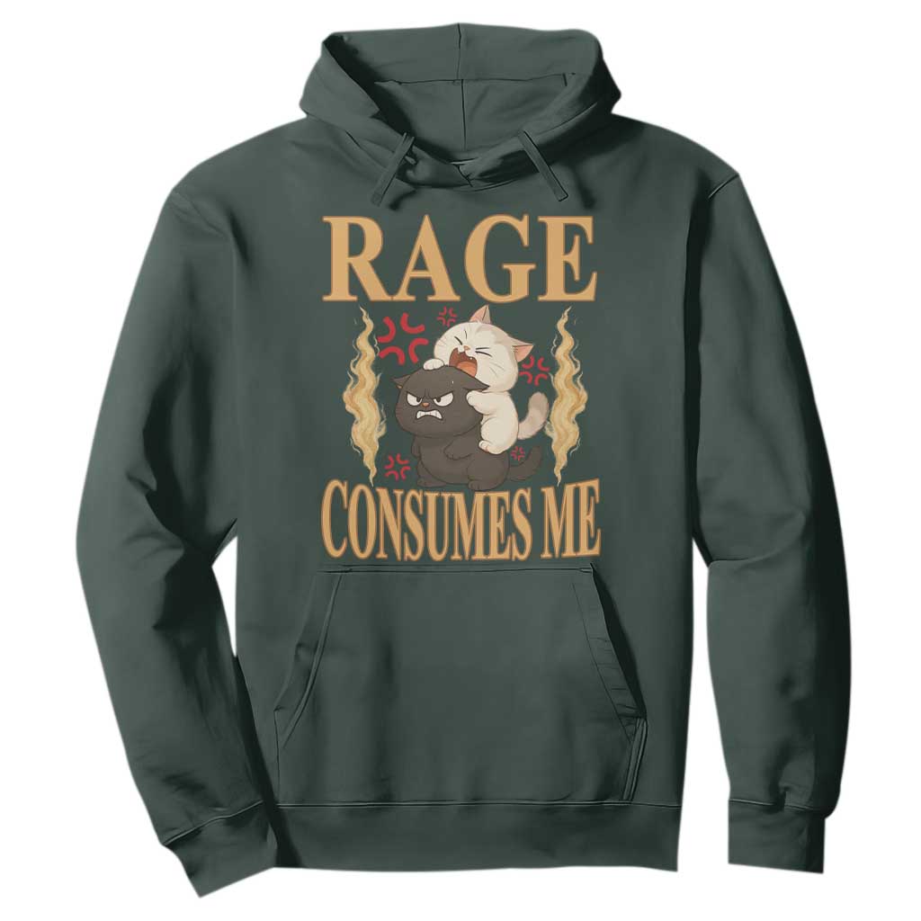 Cute Cat Hoodie Rage Is Consuming Me TS12 Dark Forest Green Print Your Wear