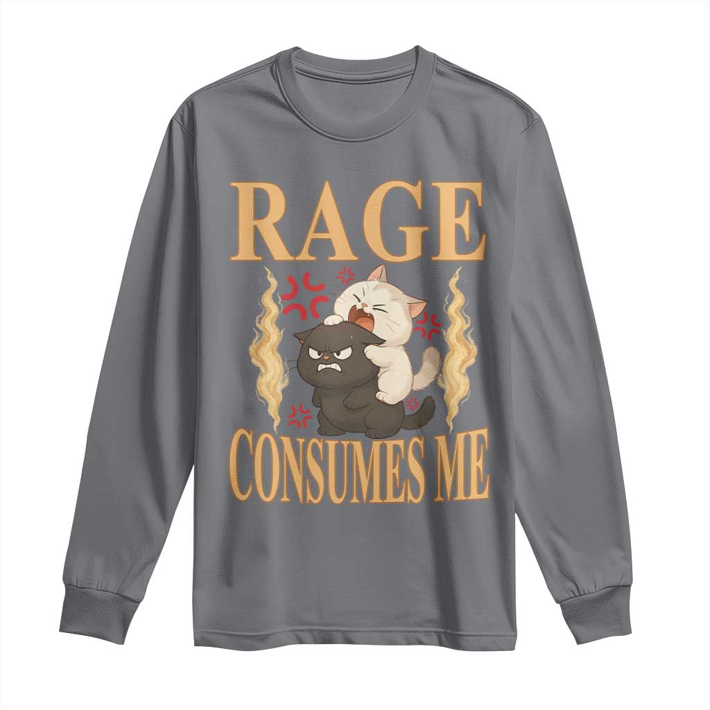 Cute Cat Long Sleeve Shirt Rage Is Consuming Me TS12 Charcoal Print Your Wear