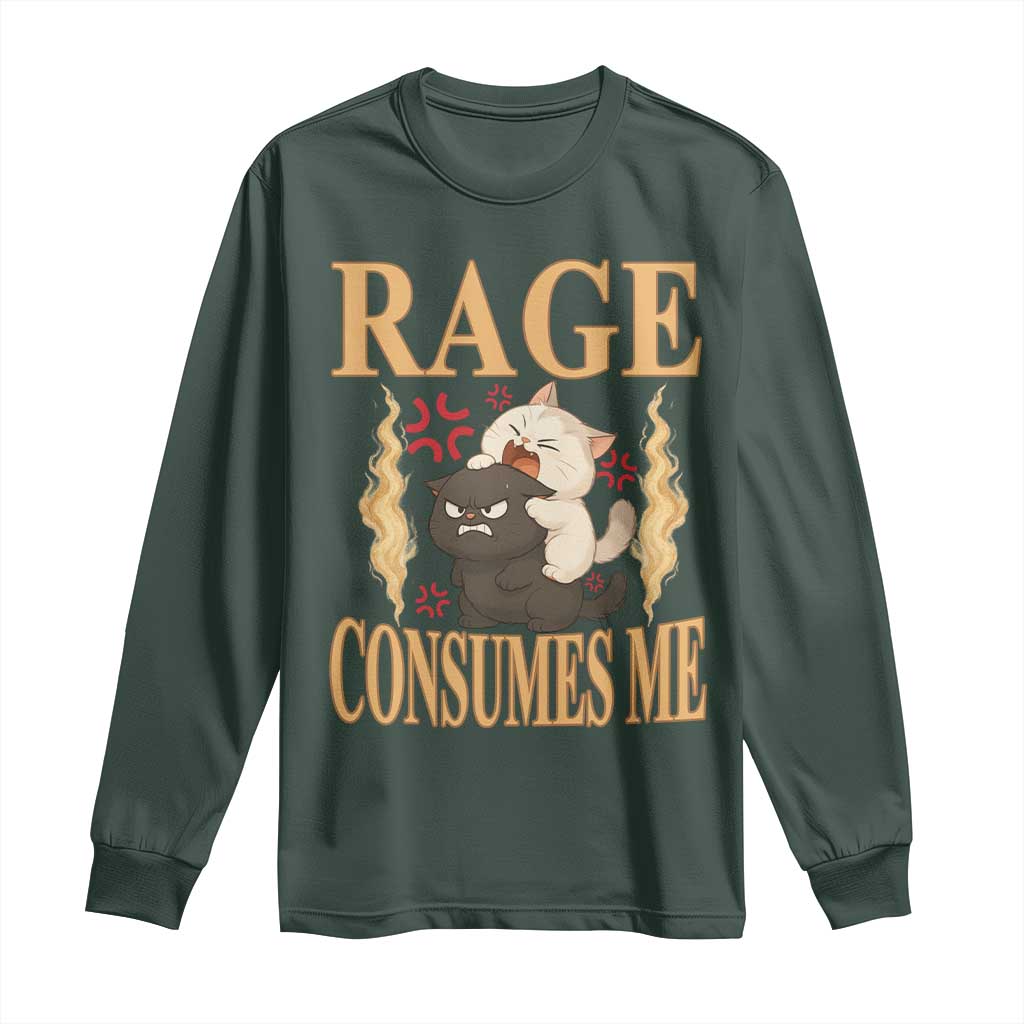 Cute Cat Long Sleeve Shirt Rage Is Consuming Me TS12 Dark Forest Green Print Your Wear