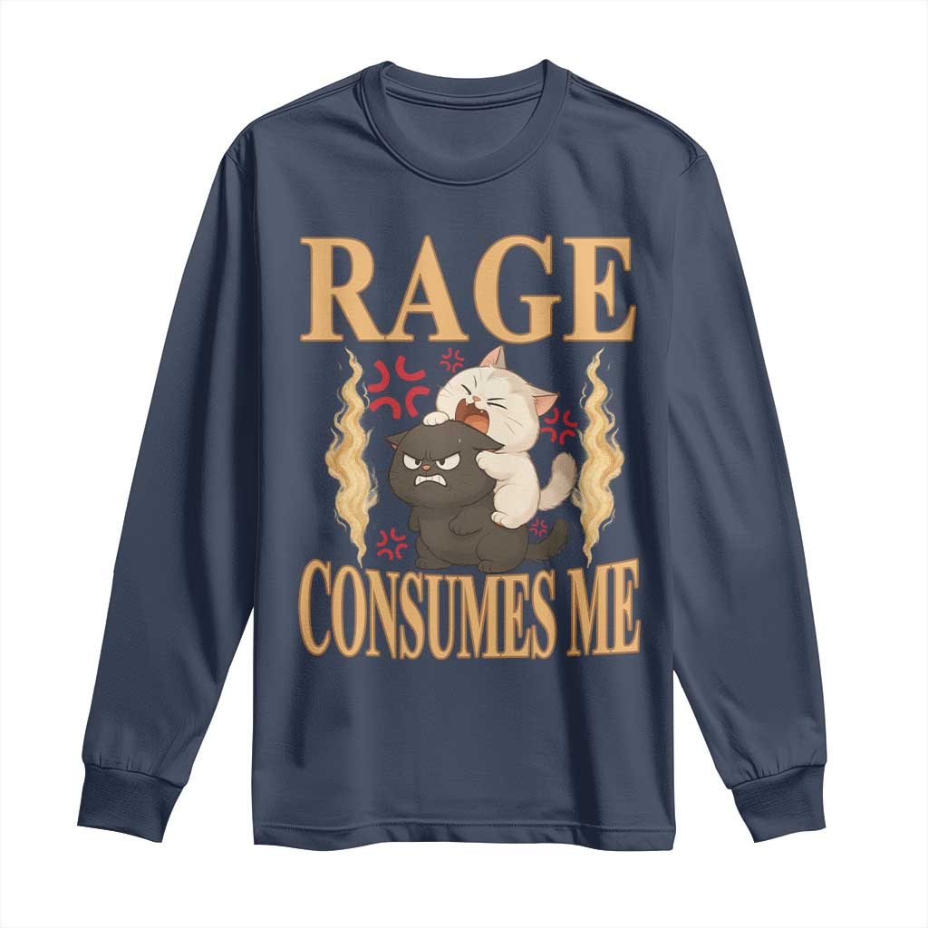 Cute Cat Long Sleeve Shirt Rage Is Consuming Me TS12 Navy Print Your Wear