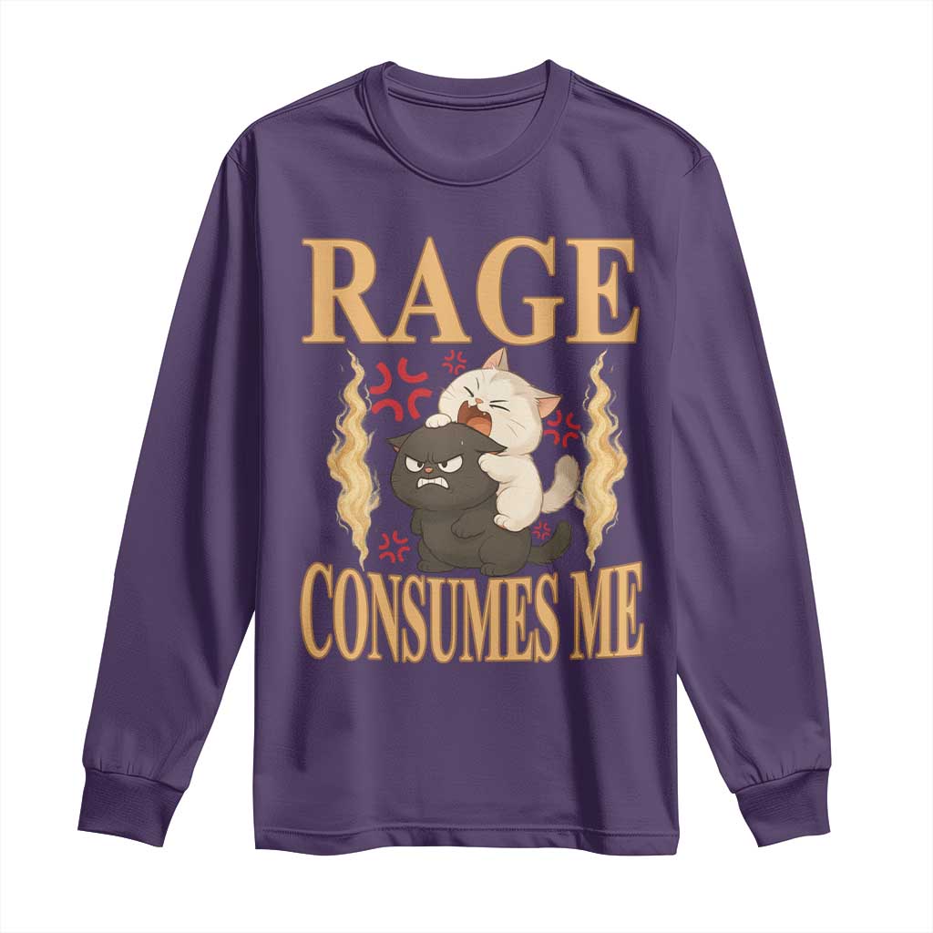 Cute Cat Long Sleeve Shirt Rage Is Consuming Me TS12 Purple Print Your Wear