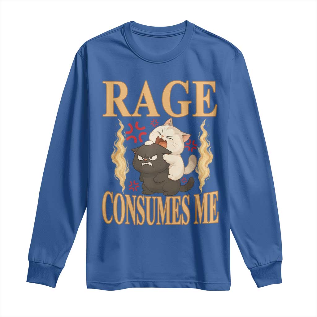 Cute Cat Long Sleeve Shirt Rage Is Consuming Me TS12 Royal Blue Print Your Wear