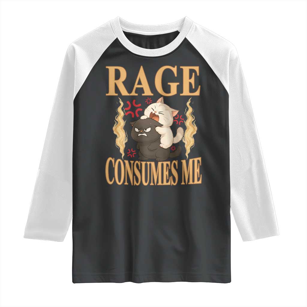Cute Cat Raglan Shirt Rage Is Consuming Me TS12 Black White Print Your Wear