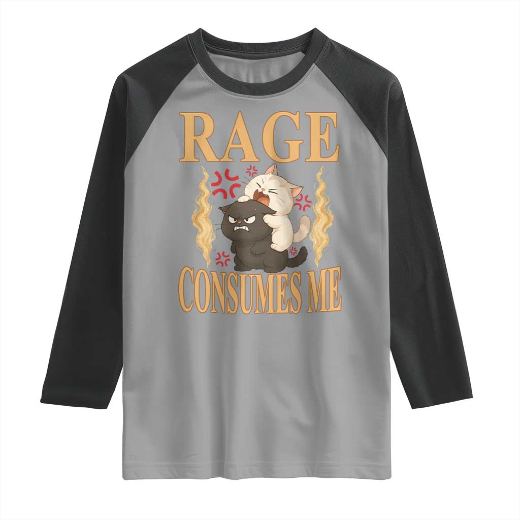 Cute Cat Raglan Shirt Rage Is Consuming Me TS12 Sport Gray Black Print Your Wear