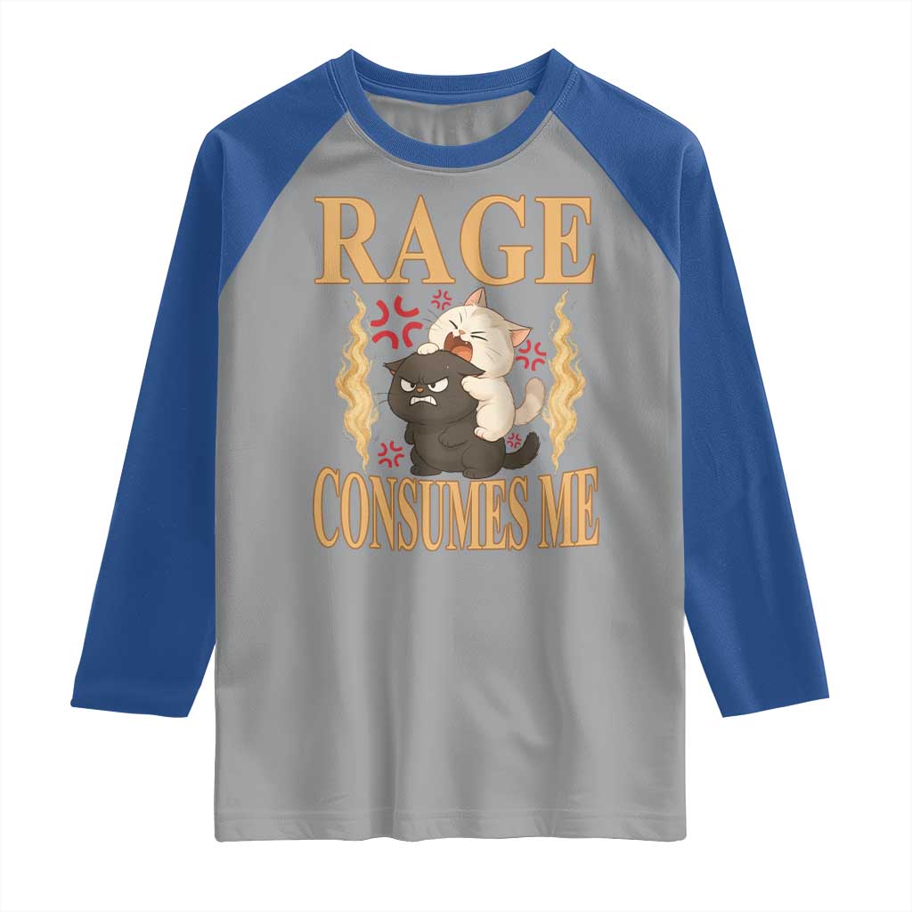Cute Cat Raglan Shirt Rage Is Consuming Me TS12 Sport Gray Royal Print Your Wear