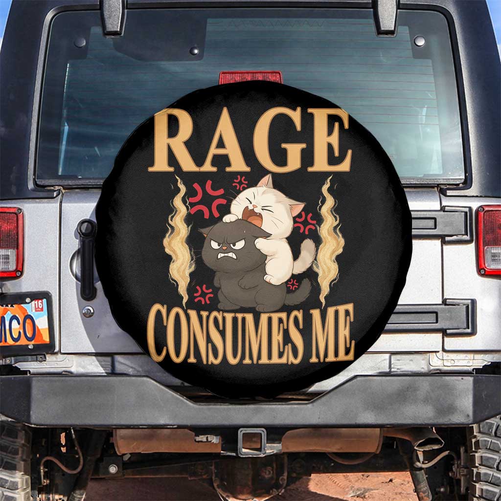Cute Cat Spare Tire Cover Rage Is Consuming Me TS12 No hole Black Print Your Wear