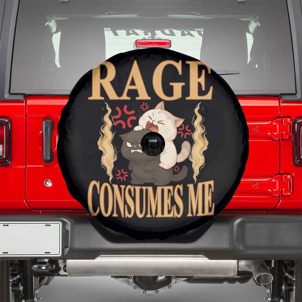 Cute Cat Spare Tire Cover Rage Is Consuming Me TS12 Black Print Your Wear