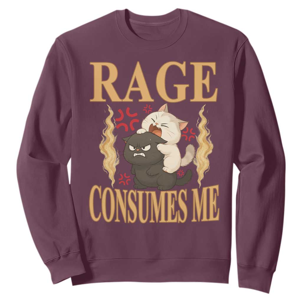 Cute Cat Sweatshirt Rage Is Consuming Me TS12 Maroon Print Your Wear