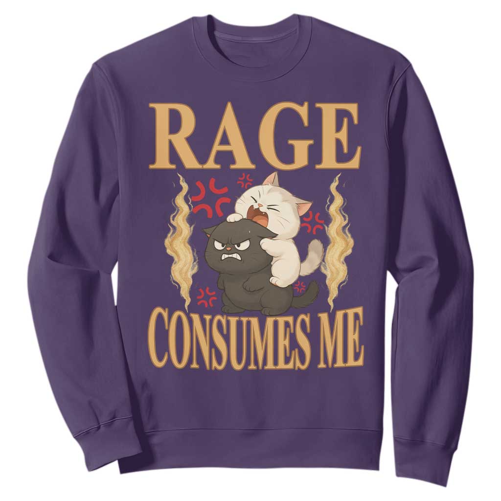 Cute Cat Sweatshirt Rage Is Consuming Me TS12 Purple Print Your Wear
