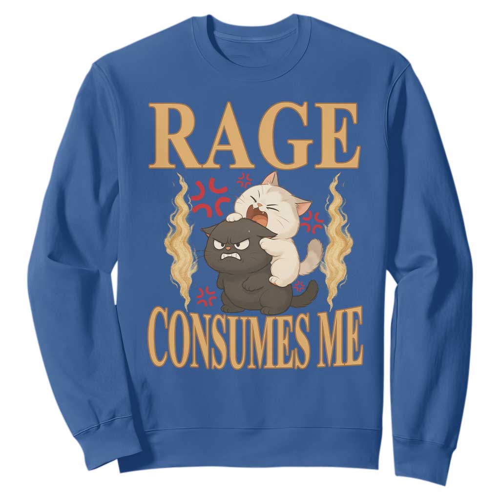 Cute Cat Sweatshirt Rage Is Consuming Me TS12 Royal Blue Print Your Wear