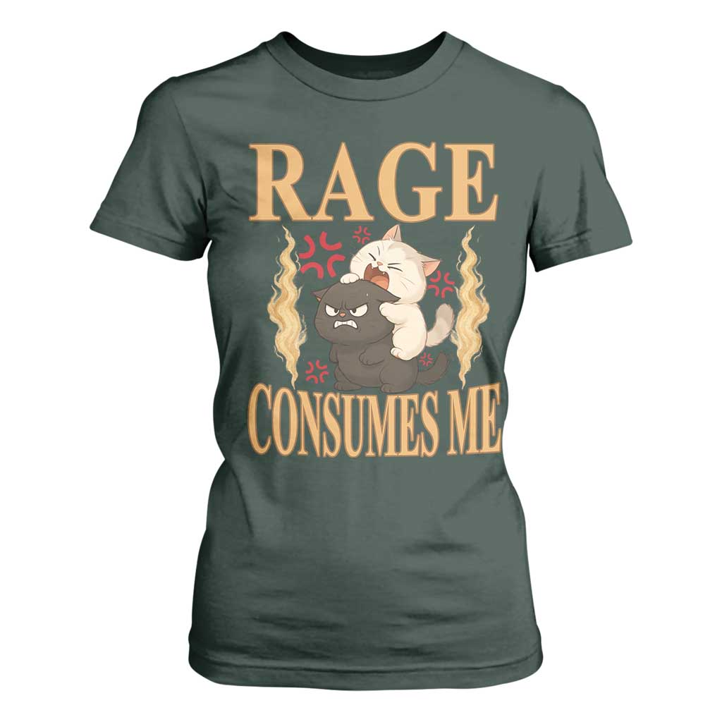 Cute Cat T Shirt For Women Rage Is Consuming Me TS12 Dark Forest Green Print Your Wear