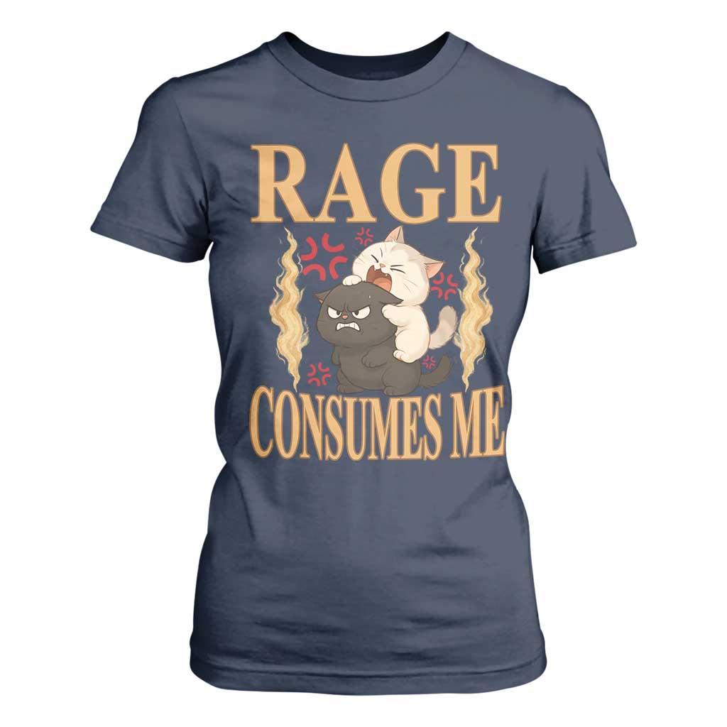 Cute Cat T Shirt For Women Rage Is Consuming Me TS12 Navy Print Your Wear