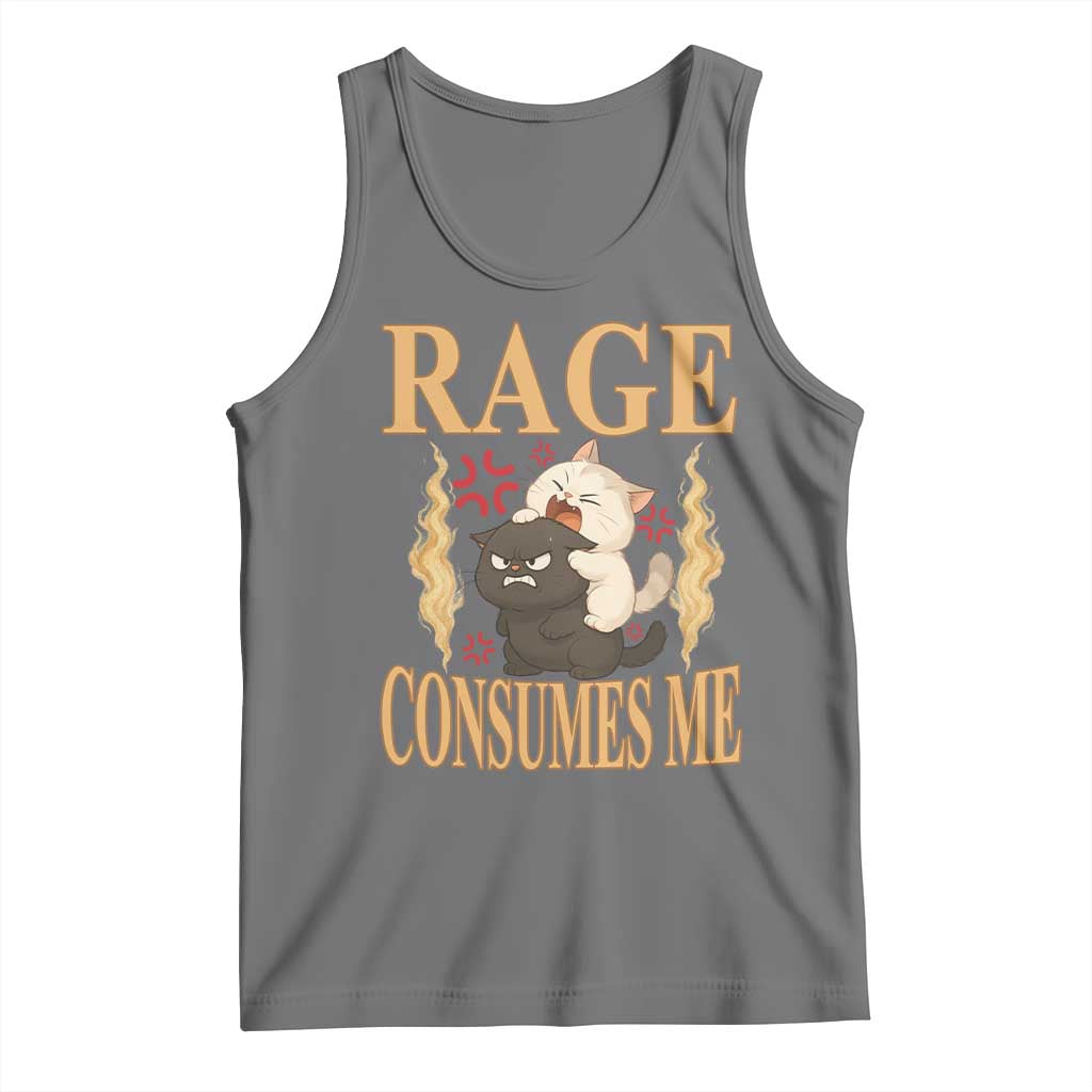 Cute Cat Tank Top Rage Is Consuming Me TS12 Black Heather Print Your Wear